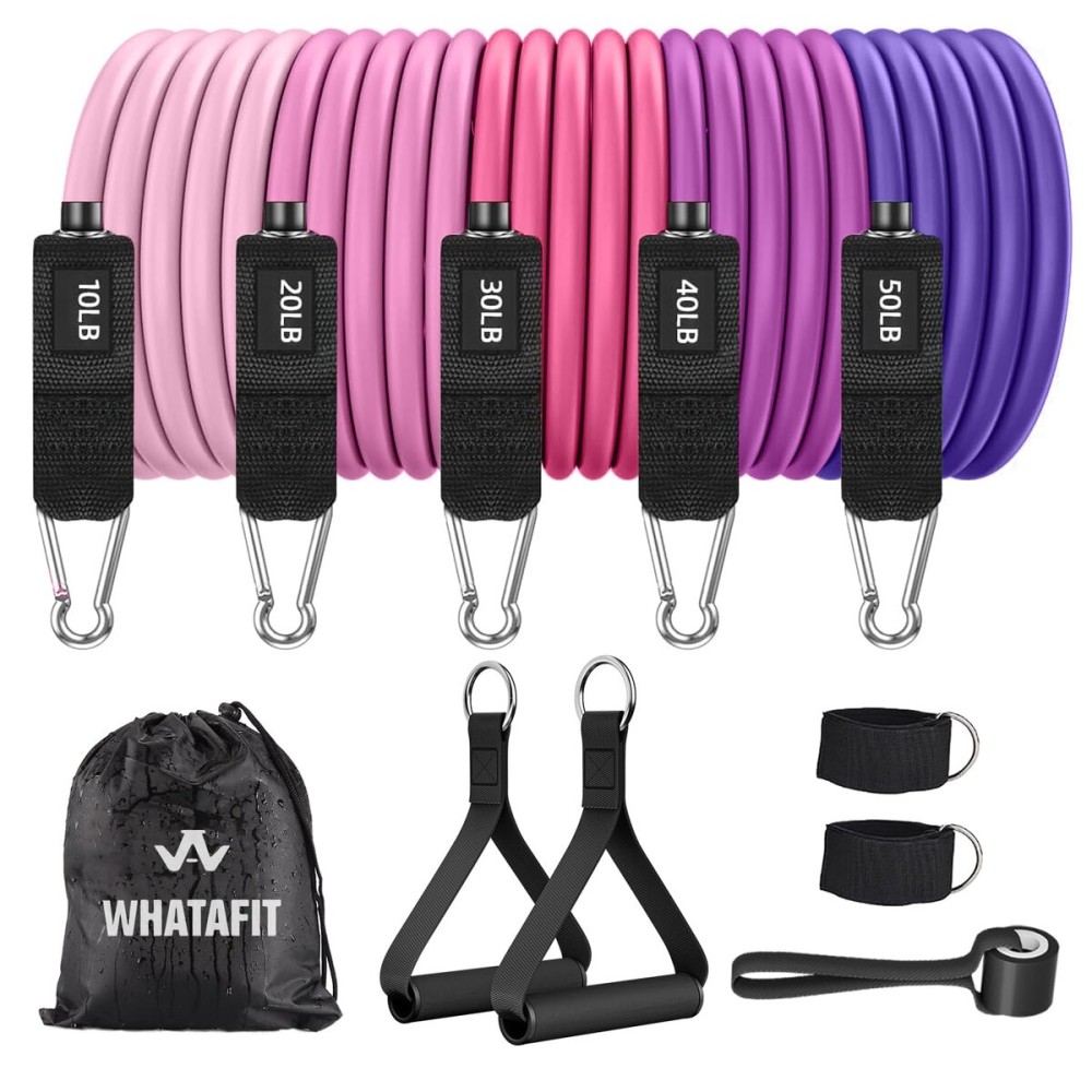 WHATAFIT Resistance Bands, Exercise BandsResistance Bands for Working Out, Work Out Bands with Handles for Men and Women Fitness, Strength Training Home Gym Equipment