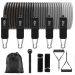 WHATAFIT Resistance Bands, Exercise BandsResistance Bands for Working Out, Work Out Bands with Handles for Men and Women Fitness, Strength Training Home Gym Equipment Gray 200LB