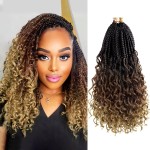 Goddess Box Braids Crochet Hair With Curly Ends 14 Inch Bohomian Box Braids Crochet Braids 8 Packs 3X Crochet Braids Synthetic Braiding Hair Extension for Black Women (14 Inch (Pack of 8), 4-30-27)