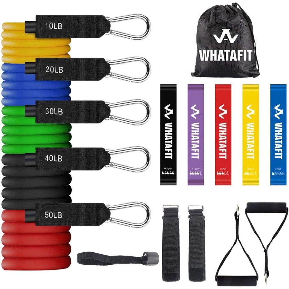 WHATAFIT Resistance Bands, Exercise BandsResistance Bands for Working Out, Work Out Bands with Handles for Men and Women Fitness, Strength Training Home Gym Equipment