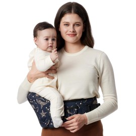 Momcozy Hip Seat Baby Carrier - Adjustable Waistband with Original 3D Belly Protector, Ergonomic Carrier with Various Pockets for Newborns & Toddlers up to 45lbs (Starry Sky, Medium)
