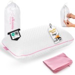 alkamto Travel & Camping Comfortable Memory Foam Pillow - Easy to Carry Portable Bag - Temperature Regulating Pillow Case (Pink + Extra Cover)