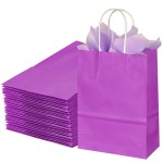 BLEWINDZ 32Pcs Small Paper Gift Bags with Tissues, Purple Party Favor Bags with Handles, 8.7 Goodie Bag for Birthday, Shopping, Party Supplies