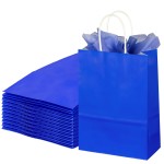 BLEWINDZ 32Pcs Small Paper Gift Bags with Tissues, Royal Blue Party Favor Bags with Handles, 8.7 Goodie Bag for Birthday, Shopping, Party Supplies