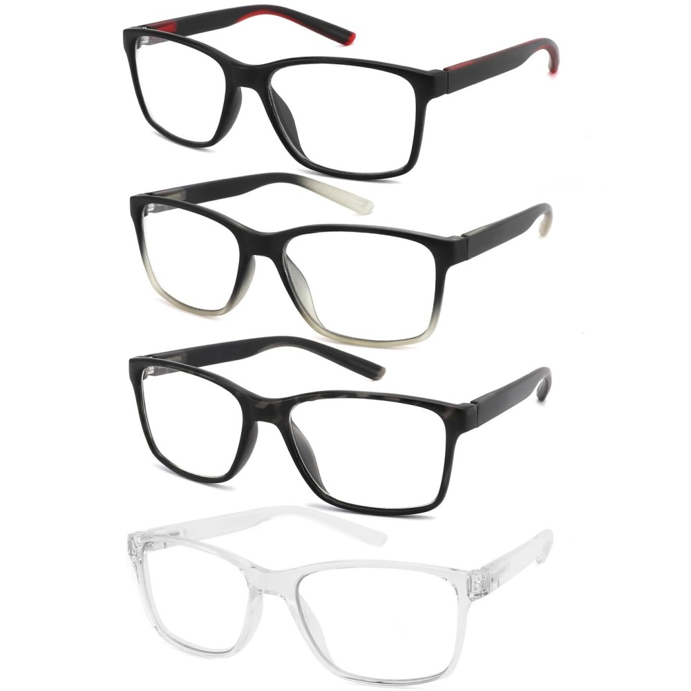 Blue Light Blocking Reading Glasses for Men,4 Pack Stylish Computer 3.5 Readers with Spring Hinges,Anti Glare/Eye Strain Filter UV Ray Magnigying Reader Eyeglasses,+3.5 Magnification Strength