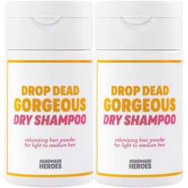 Handmade Heroes Non Aerosol Dry Shampoo Volume Powder 1.8oz, 100% Natural & Vegan For Light and Blonde Hair (2 pc set)