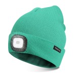 TAGVO Unisex Beanie with The Light, USB Rechargeable LED Headlamp Cap, Hands Free Headlamp Flashlight Hat, Winter Warm Knitted Night Lighted Hat, Men Women Gifts for Dad Father Husband
