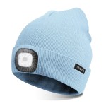 TAGVO Unisex Beanie with The Light, USB Rechargeable LED Headlamp Cap, Hands Free Headlamp Flashlight Hat, Winter Warm Knitted Night Lighted Hat, Men Women Gifts for Dad Father Husband