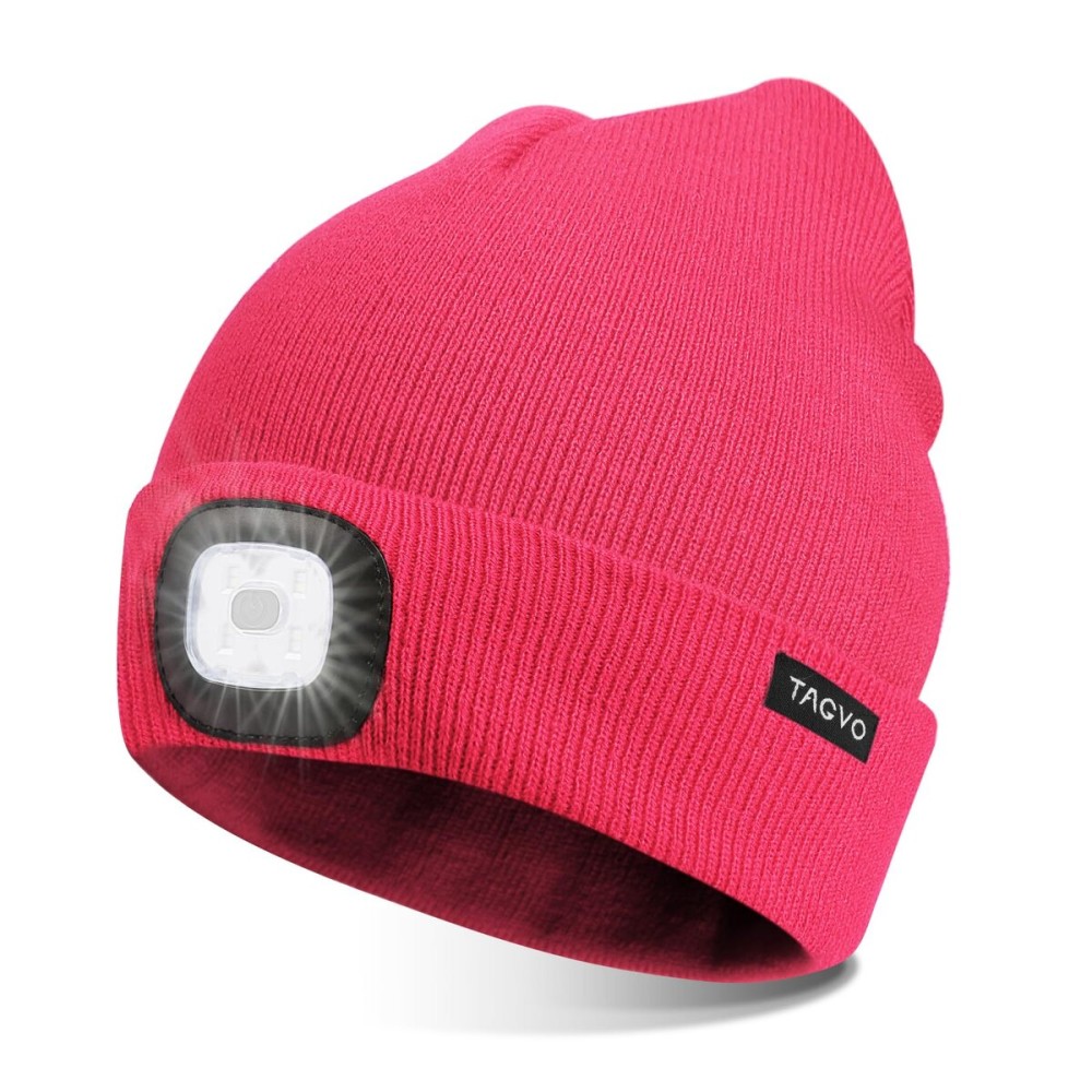 TAGVO Unisex Beanie with The Light, USB Rechargeable LED Headlamp Cap, Hands Free Headlamp Flashlight Hat, Winter Warm Knitted Night Lighted Hat, Men Women Gifts for Dad Father Husband