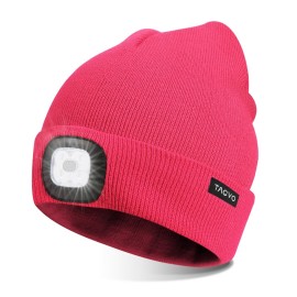 TAGVO Unisex Beanie with The Light, USB Rechargeable LED Headlamp Cap, Hands Free Headlamp Flashlight Hat, Winter Warm Knitted Night Lighted Hat, Men Women Gifts for Dad Father Husband