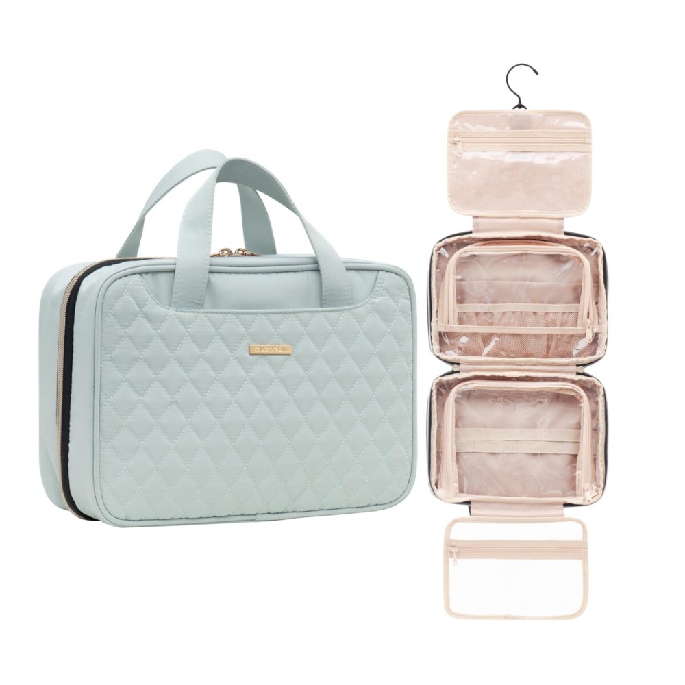 Everfun Hanging Travel Toiletry Bag Christmas Gifts for Women Traveling With Leakproof Compartment Makeup Cosmetic Organizer Dopp Kit Travel Accessories Essentials Must Have