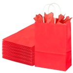 BLEWINDZ 32Pcs Small Paper Gift Bags with Tissues, Red Party Favor Bags with Handles, 8.7 Goodie Bag for Birthday, Shopping, Party Supplies