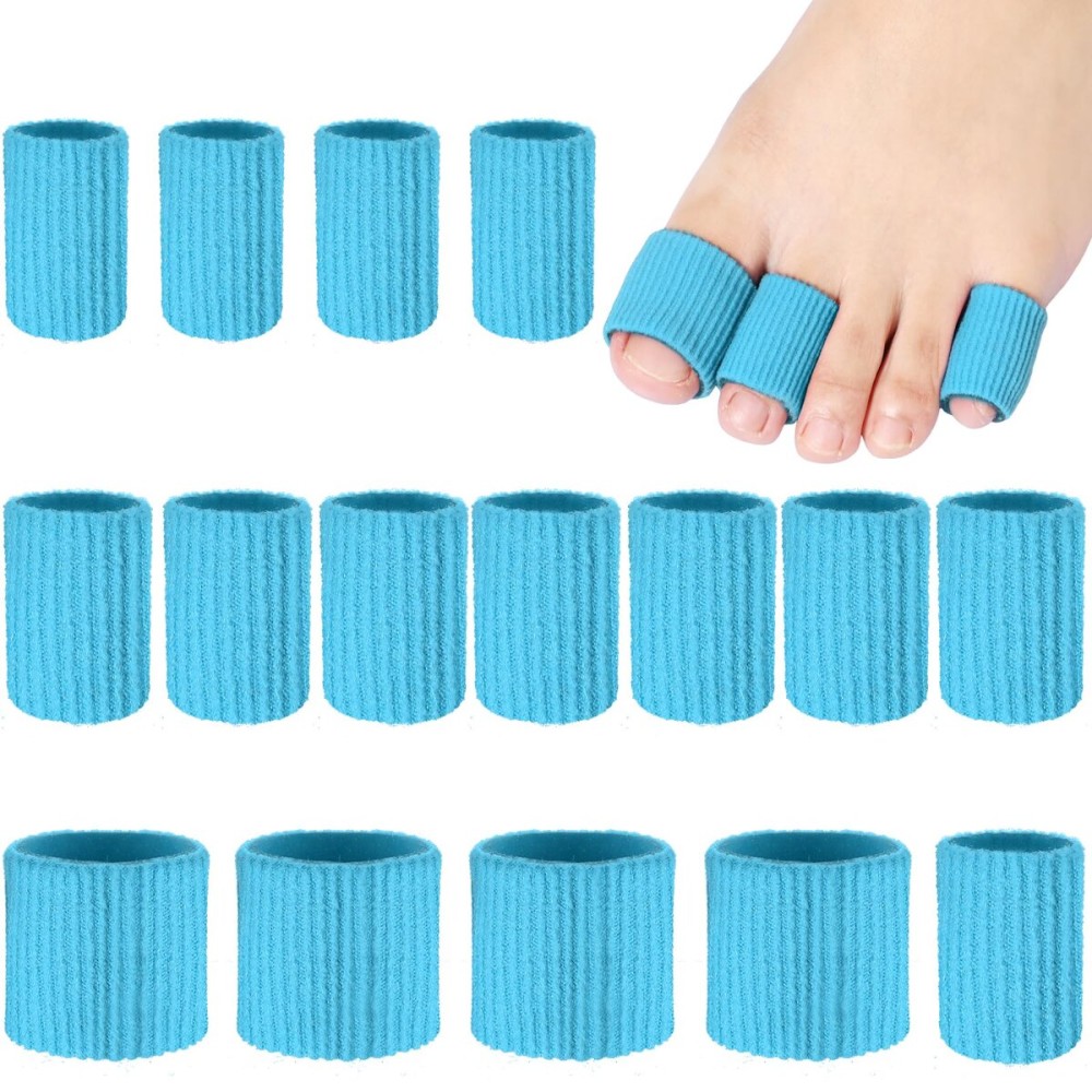 Blulu 16 Pcs Toe Cushion Tube Sleeves Soft Gel Corn Pad Protectors for Cushions Corns, Blisters, Calluses, Toes and Fingers(Blue)