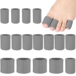 Blulu 16 Pcs Toe Cushion Tube Sleeves Soft Gel Corn Pad Protectors for Cushions Corns, Blisters, Calluses, Toes and Fingers(Gray)