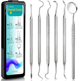 CATACC PRO Dental Tools, Dental Pick for Teeth Cleaning, Stainless Steel Hygiene Kit with Tooth Scraper Plaque Tartar Remover - with Case
