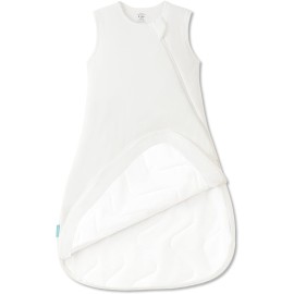 PurComfy Supersoft Sleep Sack 1.0 TOG, Premium Bamboo Viscose Baby Sleeping Bag, 2-Way Safe Zipper Sleep Sacks 0-3 Months (Cream)