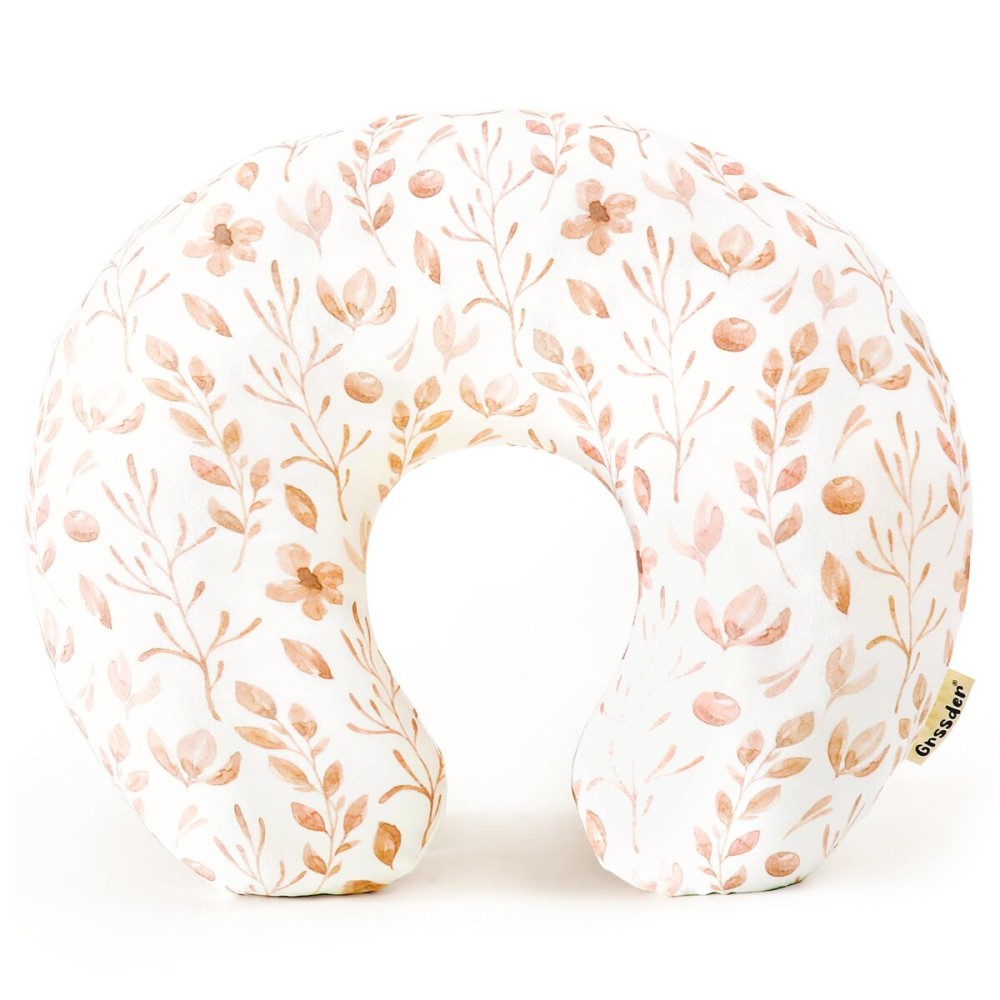 GRSSDER Nursing Pillow Cover, Stretchy Soft Minky Breastfeeding Pillow Slipcover, Fit Most Nursing Support Pillows for Breastfeeding, Comfortable Safe Pillow Cover, Watercolor Pink Flora