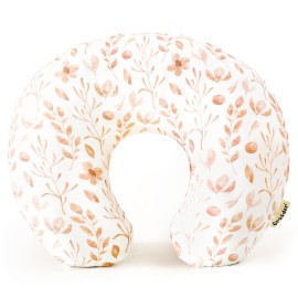 GRSSDER Nursing Pillow Cover, Stretchy Soft Minky Breastfeeding Pillow Slipcover, Fit Most Nursing Support Pillows for Breastfeeding, Comfortable Safe Pillow Cover, Watercolor Pink Flora