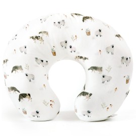 GRSSDER Nursing Pillow Cover, Stretchy Soft Minky Fabric Covers, Fit Most Nursing Support Pillows for Breastfeeding, Comfortable Safe Pillow Cover, Farm Animals