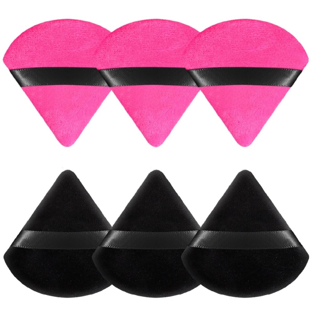 6 Pieces Powder Puff Face Soft Triangle for Loose and Body Powder, Velour Makeup Sponge Set Setting Powder Puff Makeup Tools