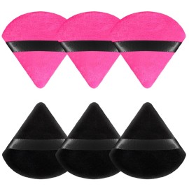 6 Pieces Powder Puff Face Soft Triangle for Loose and Body Powder, Velour Makeup Sponge Set Setting Powder Puff Makeup Tools