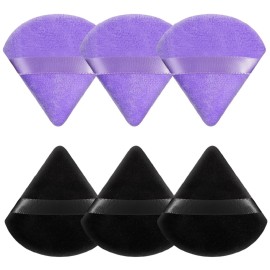 Pimoys 6 Pieces Powder Puff Face Soft Triangle for Loose and Body Powder, Velour Makeup Blender Sponge Set Setting Powder Puff Beauty Makeup Tools