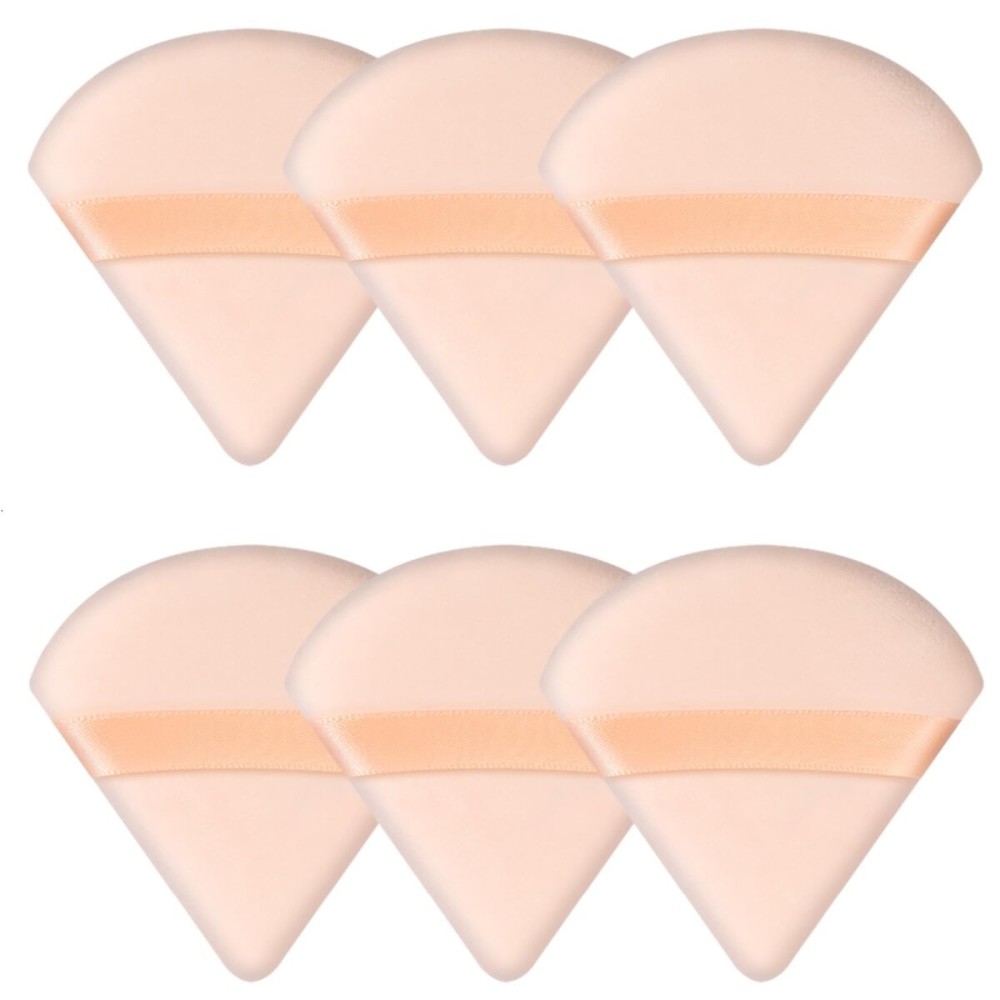6 Pieces Triangle Powder Puff Soft Makeup Sponge Make Puff for Face Powder Cosmetic Foundation Sponge Makeup Tool Stocking Stuffers for Women (Flesh)