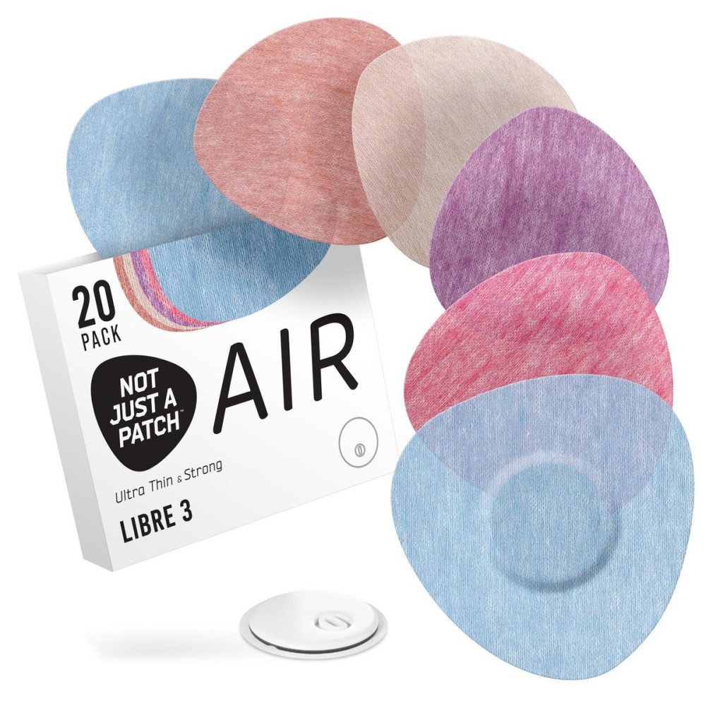 Not Just A Patch Air Libre 3 Plus Sensor Covers (20 Pack) - Thin, Strong and Light Adhesive Patches with Ultra-Hold 15+ Day Adhesion, Durable Freestyle Libre 3 Sensor Covers - Multicolor