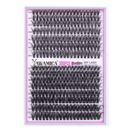 DIY Lash Extension Kit 300pcs Individual Lashes 9-18mm Mix 40D 50D Cluster Eyelash Extension Kit Wispy Lash Clusters with Lash Bond and Seal and Lash Tweezers for Lash Extension by Yawamica