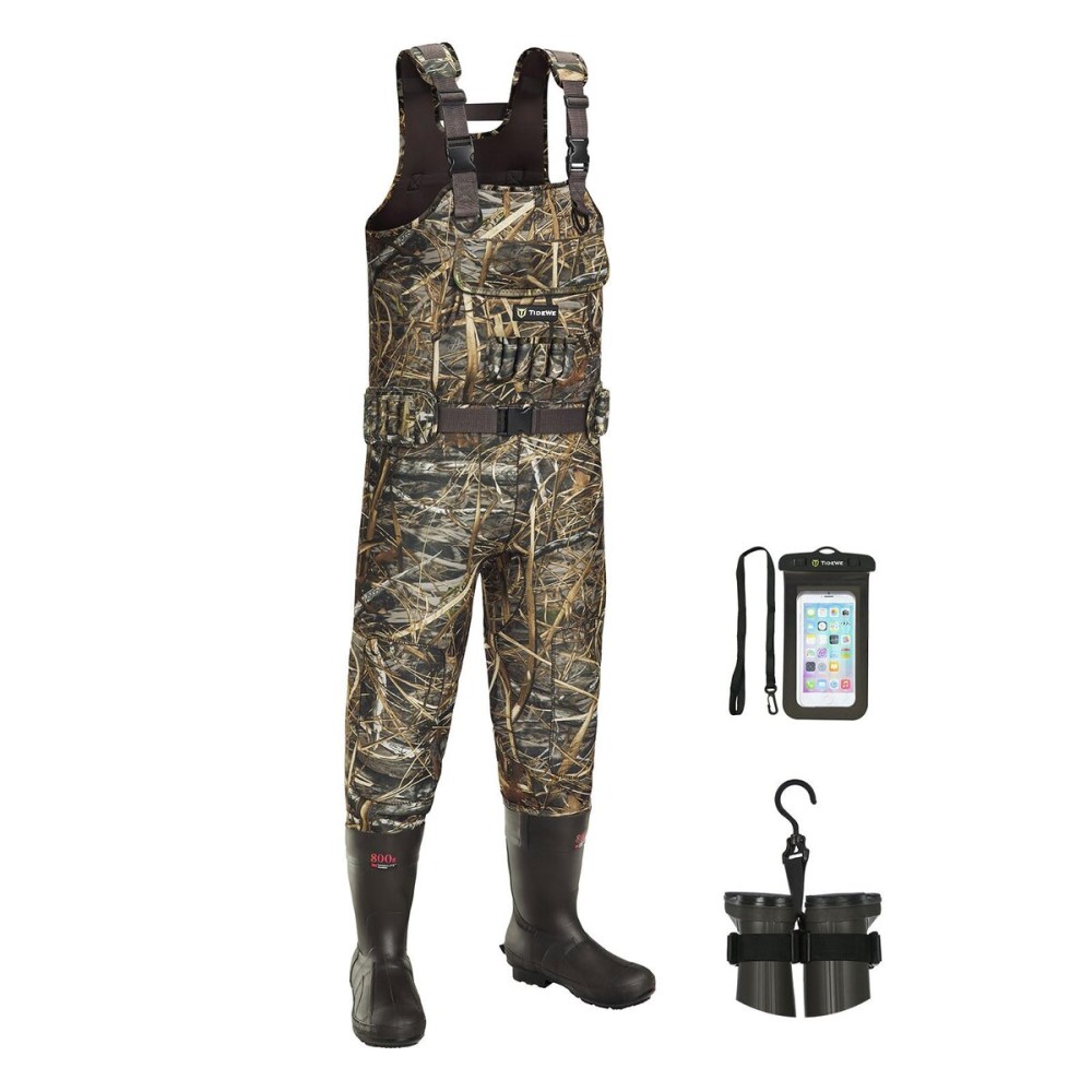 TIDEWE Chest Waders, Hunting Waders for Men Next Camo Evos with 800G Insulation, Waterproof Cleated Neoprene Bootfoot Wader, Insulated Hunting & Fishing Waders (Size 8)