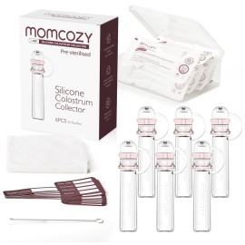 Momcozy Colostrum Collector Reusable Breast Milk Collector with Storage Case and Cotton Wipe, Portable Colostrum Container BPA Free, Multi-Use Collector 5ml-6pcs