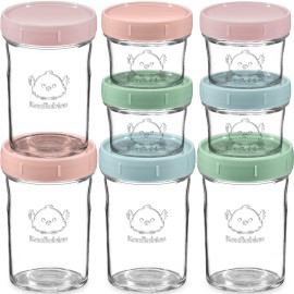 KeaBabies 4pk 8oz & 4pk 4oz Glass Baby Food Containers with Lids - Leak-Proof,Microwavable Small Glass Jars,Baby Purees & Toddler Snack Storage Containers,BPA-Free,Dishwasher & Freezer Safe(Musk Dusk)