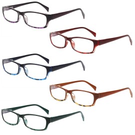 Henotin 5-Pack Reading Glasses Blue Light Blocking Anti Eyestrain Computer Reading Glasses for Women and Men Readers (Mix Color-C2, 2.00, Diopters)