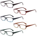 Henotin 5-Pack Reading Glasses Blue Light Blocking Anti Eyestrain Computer Reading Glasses for Women and Men Readers (Mix Color-C2, 1.75, Diopters)