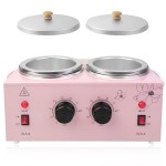Portable Wax Warmer Machine for Painless Hair Removal, Women Men Professional Wax Heater with Adjustable Temperature Set, 40pcs Sticks (Pink - Double Pots)