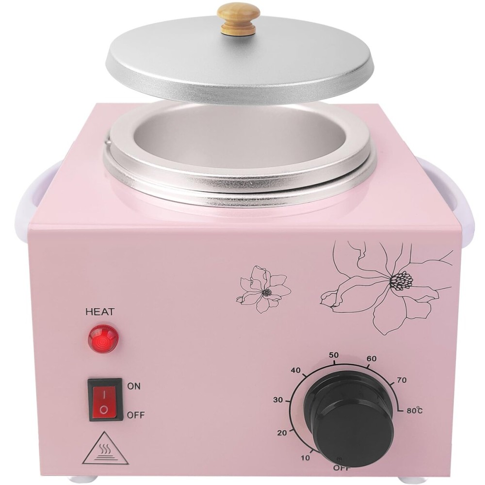 Portable Wax Warmer Machine for Painless Hair Removal, Women Men Professional Wax Heater with Adjustable Temperature Set, 20pcs Sticks (Pink - Single Pot)