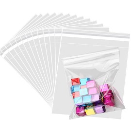 SOMIOCO 200 pcs Clear 6x6 inch Resealable Cello Cellophane Treat Bags Self Adhesive Cookie Candy Bags Opp Self Sealing Plastic Gift Bags Party Favor Bags 1.4 Mil for Bakery Crafts Candles
