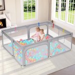 Dripex Large Baby Playpen 7147 Inch, Big Play Pens for Babies and Toddlers- Indoor & Outdoor Kids Safe Play Area, Soft Breathable Visible Mesh, Anti-Fall & Anti-Slip Design Baby Fence, Grey