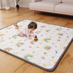 ieBabay Boho Rainbow Baby Play Mat 50x50, Thicken Soft Non-Slip Cushioned Baby Floor Mat with Letters, Activity Playmats for Babies Toddlers Play & Tummy Time