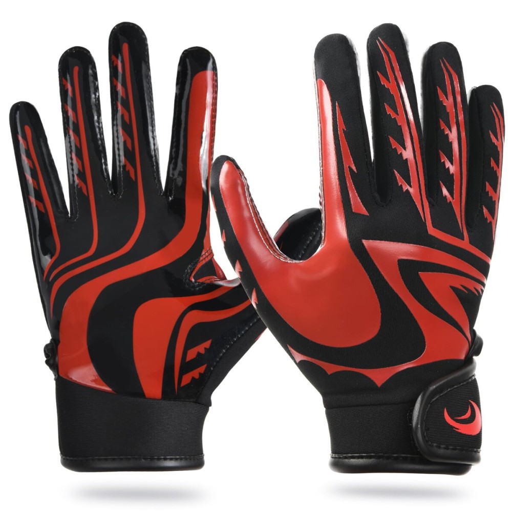 SPOMAT Pro 2.0 Youth Football Gloves Kids and Adult Tacky Grip Receiver Gloves for Men and Women, Vitality Red Adult M