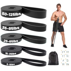 Resistance Bands, Pull Up Bands, Exercise Workout Bands for Working Out, Pull Up Assistance Bands Set for Men & Women, Body Stretching, Physical Therapy, Muscle Training - Black