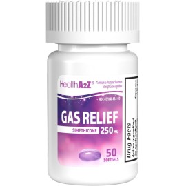 HealthA2Z Gas Relief Simethicone 250mg | Fast Gas Relief | Relieve Symptoms Naturally (50 Softgels (Pack of 1))