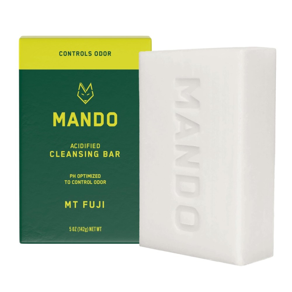 Mando Acidified Cleansing Bar - 24-Hour Odor Control - Removes Odor Better than Soap - Moisturizing Formula - SLS Free, Paraben Free - Safe For Sensitive Skin - Mt Fuji