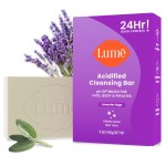 Lume Acidified Body Cleansing Bar - 24 Hour Odor Control - Removes Odor Better than Soap - Moisturizing Formula - Formulated Without SLS and Parabens - OB/GYN Developed - 5 ounce (Lavender Sage)