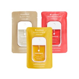 Touchland Hydrating Hand Sanitizer Spray, TROPICAL Trio Set (Mango Passion, Beach Coco, Watermelon), 1 FL. OZ. Travel Size Power Mist Sprays (Set of 3)