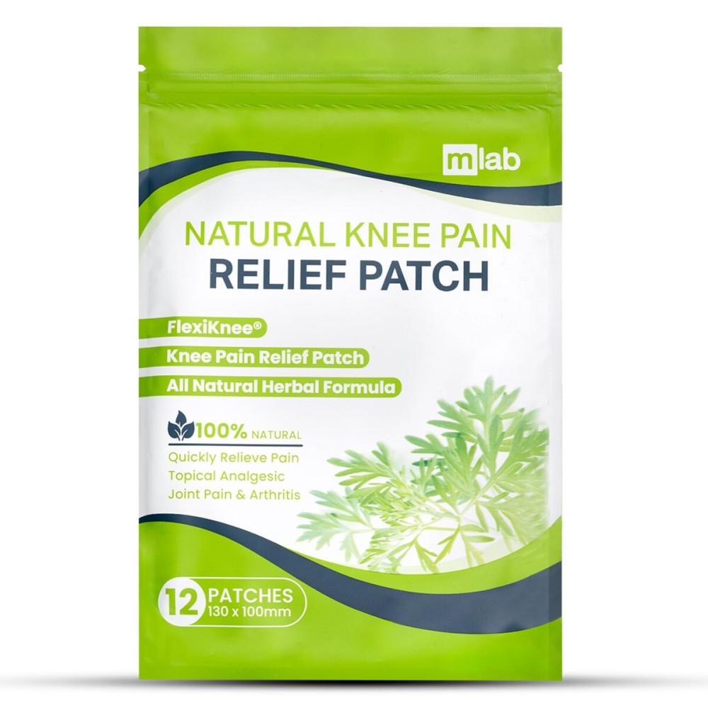 FLexiknee Warming Herbal Pain Patches for Knees w/ 12-Hour Extra Strength & Adhesion - Bone-on-Bone, Joint Ache, Muscle Soreness Support - 12 Heat Patches for Pain Relief for Knees, Back & Neck