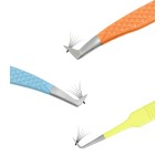 SIVOTE Lash Tweezers for Eyelash Extensions Fiber Tips, Set of 3, Volume, Volume Boot, 90 Degree Tweezers, Blue Yellow Orange