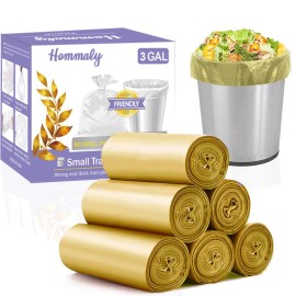 3 Gallon 180pcs Small Gold Trash Bags(Fit 2.6-3.2 Gal) Plastic Strong Gold Garbage Bags, Bathroom Trash Can Bin Liners, Waste Basket Liner, Fit 10-13 Liter, 2.5-2.6 Gallon,3.2Gallon(3-Gold180)