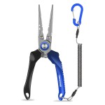 TRUSCEND Lockable Handy Fishing Pliers with Innovative Ergonomic Handle, Saltwater Corrosion Resistant Teflon Coated Fishing Tool, Multi-Function Fishing Gear with Mo-V Cutter