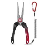 TRUSCEND Lockable Handy Fishing Pliers with Innovative Ergonomic Handle, Saltwater Corrosion Resistant Teflon Coated Fishing Tool, Multi-Function Fishing Gear with Mo-V Cutter, Amazing Fishing Gift